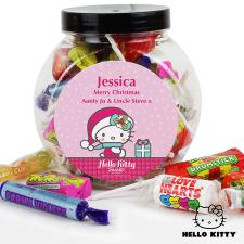Personalised Hello Kitty Pink Christmas 250g Sweets Jar